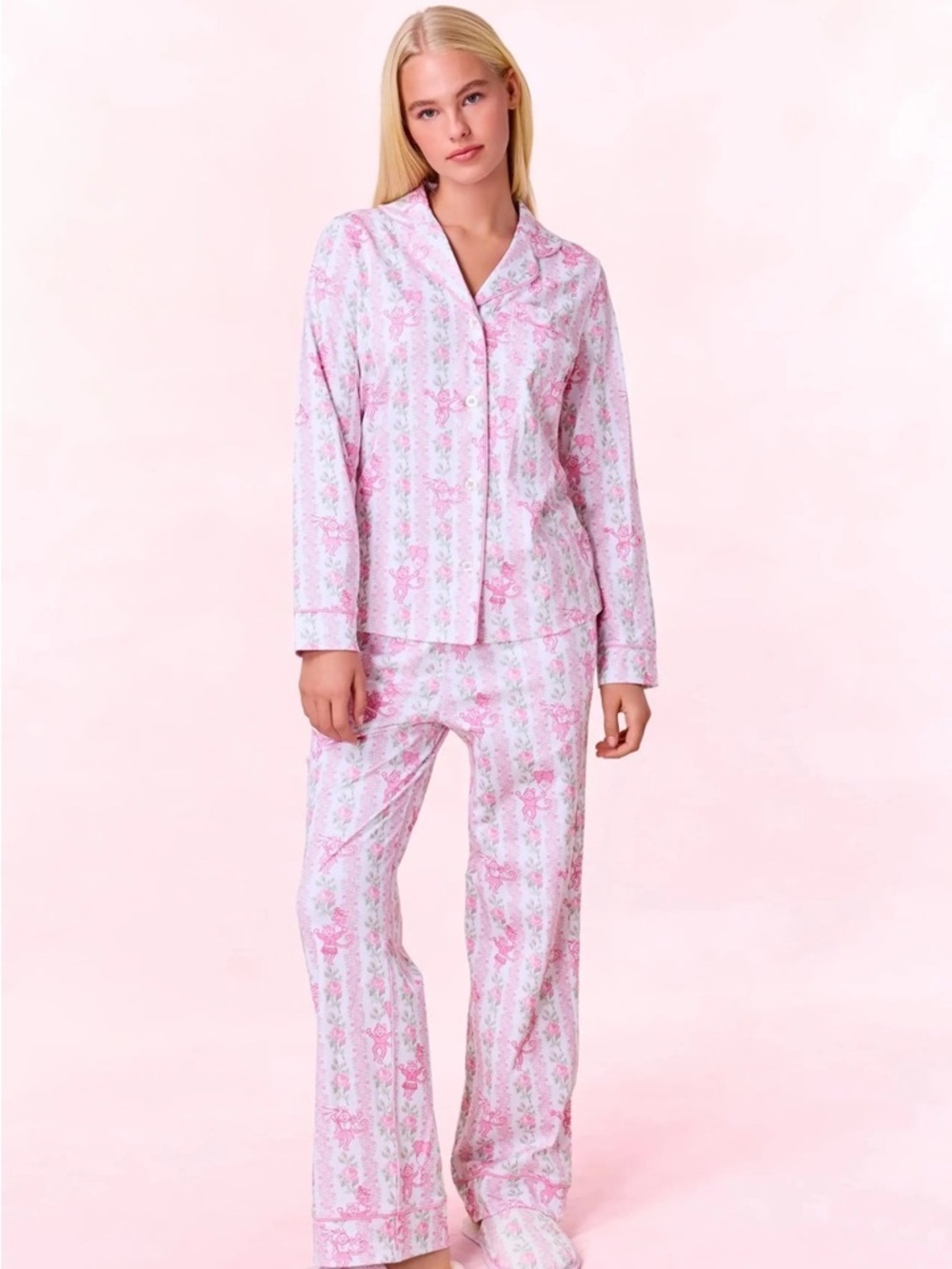 Loveshackfancy x Roller Rabbit - Heirloom Monkey Print Long Sleeve Polo PJs